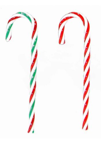 Χριστουγεννιάτικα Ζαχαρωτά Πλαστικά Μπαστουνάκια Πολύχρωμα (13cm) - 6 Τεμάχια