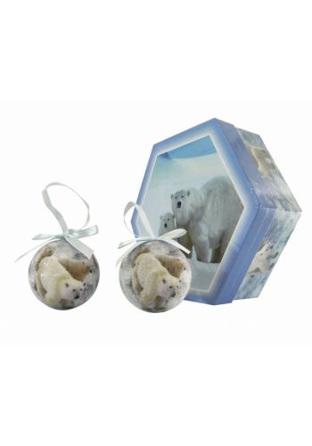 Χριστουγεννιάτικες Μπάλες με Αρκούδες σε Κουτί Δώρου - σετ 7 Τεμ. (8cm)