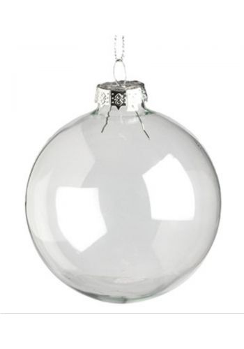 Χριστουγεννιάτικη Μπάλα Γυάλινη Διάφανη (7.5cm)