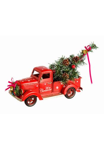 Χριστουγεννιάτικο Διακοσμητικό Μεταλλικό Φορτηγό, με Χριστουγεννιάτικο Δέντρο Κόκκινο (34cm)