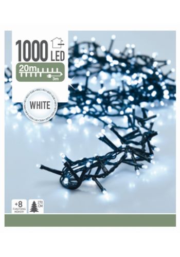 1000 Λευκά Ψυχρά Φωτάκια LED Snake Εξωτερικού Χώρου, με 8 Προγράμματα 31V (20m)