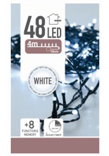 48 Λευκά Ψυχρά Φωτάκια LED Μπαταρίας Εξωτερικού Χώρου, με 8 Προγράμματα και Χρονοδιακόπτη (3,5m)
