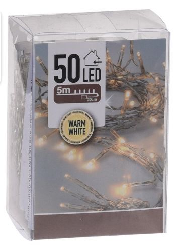 50 Λευκά Θερμά Φωτάκια LED Μπαταρίας (5m)