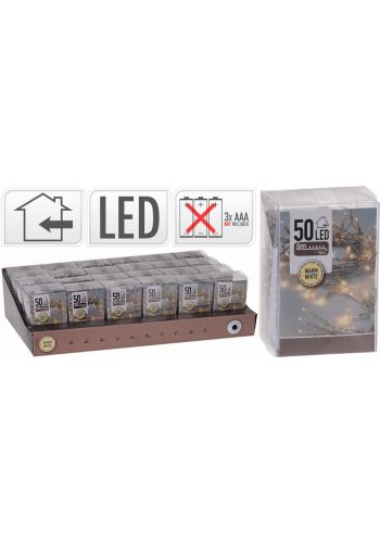 50 Λευκά Θερμά Φωτάκια LED Μπαταρίας (5m)