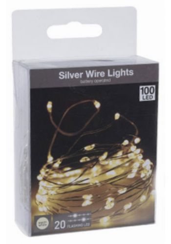 100 Λευκά Θερμά Φωτάκια, με 20 Flashing LED Copper, με Μπαταρία (5m)