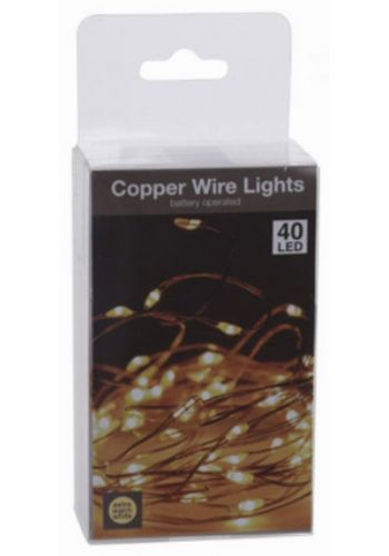 40 Gold Θερμά Φωτάκια LED Copper, με Μπαταρία με 10cm Καλωδιο Τροφοδοσιας (2m)