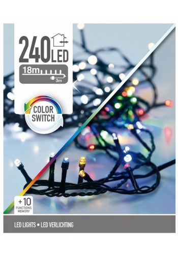 240 Color Switch Πολύχρωμα - Λευκά Ψυχρά Φωτάκια LED Εξωτερικού Χώρου, με 10 Προγράμματα 31V (24m)