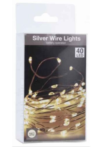 40 Λευκά Θερμά Φωτάκια LED Copper, με Μπαταρία (2m)