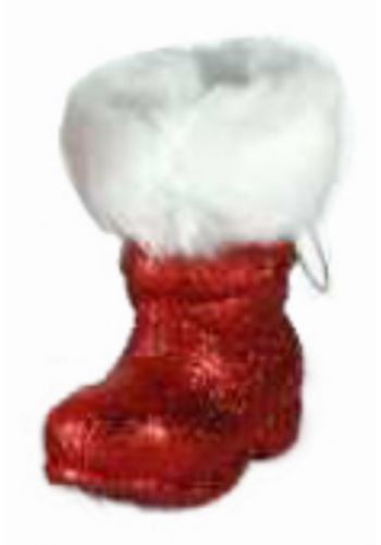 Χριστουγεννιάτικο Κρεμαστό Στολίδι Πλαστικό, Μπότα Κόκκινη με Γουνάκι (11cm)