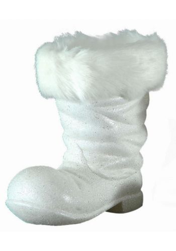 Χριστουγεννιάτικο Κρεμαστό Στολίδι Πλαστικό, Μπότα Λευκή με Γουνάκι (20cm)