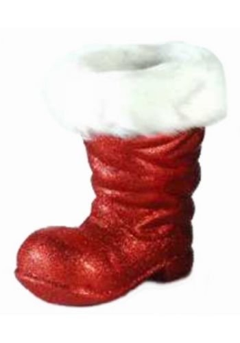 Χριστουγεννιάτικο Κρεμαστό Στολίδι Πλαστικό, Μπότα Κόκκινη με Γουνάκι (20cm)