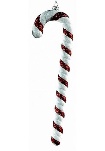 Χριστουγεννιάτικο Ζαχαρωτό Μπαστουνάκι με Στρας, Κόκκινο και Λευκό (25cm)