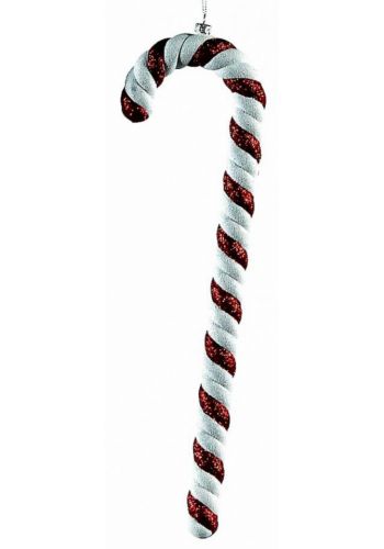 Χριστουγεννιάτικο Ζαχαρωτό Μπαστουνάκι Οροφής με Στρας, Κόκκινο και Λευκό (35cm)