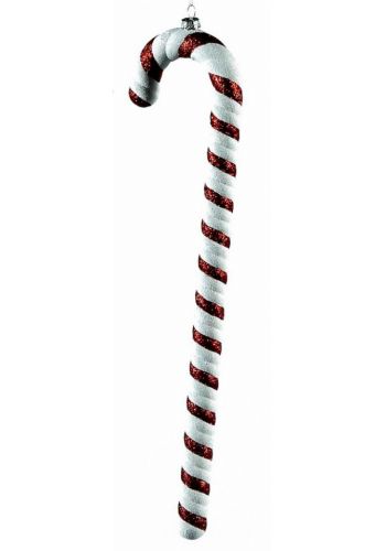 Χριστουγεννιάτικο Ζαχαρωτό Μπαστουνάκι με Στρας, Κόκκινο και Λευκό (44cm)