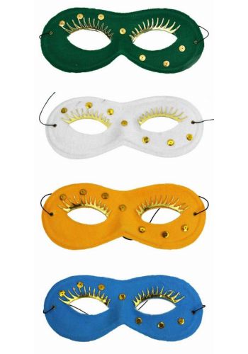 Αποκριάτικο Αξεσουάρ Μάσκα Ματιών με Χρυσά Φρύδια και Πούλιες (4 χρώματα)