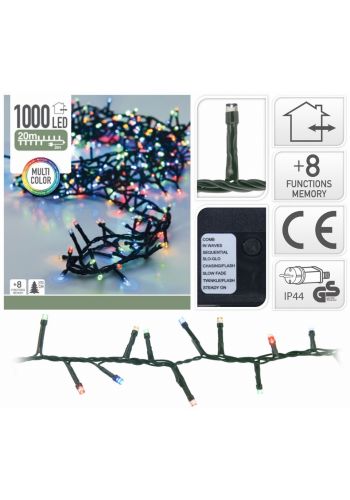 1000 Πολύχρωμα Φωτάκια LED Snake Εξωτερικού Χώρου, με 8 Προγράμματα 31V (20m)