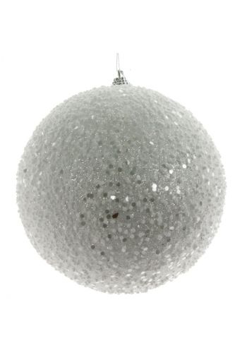Χριστουγεννιάτικη Μπάλα Λευκή με Χιόνι (10cm)