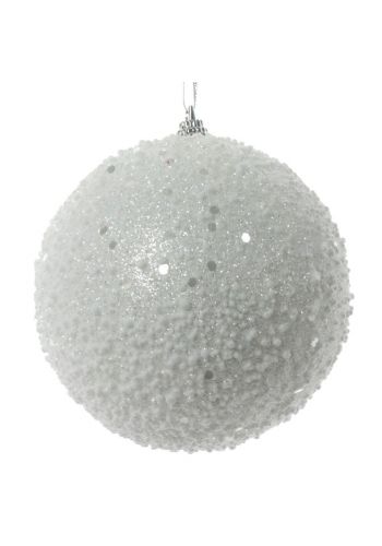 Χριστουγεννιάτικη Μπάλα Λευκή Οροφής, με Χιόνι (20cm)