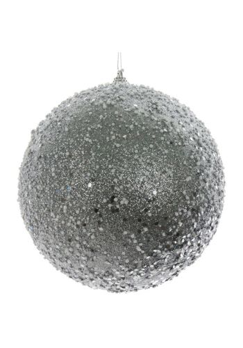 Χριστουγεννιάτικη Μπάλα Ασημί Οροφής, με Χιόνι (15cm)