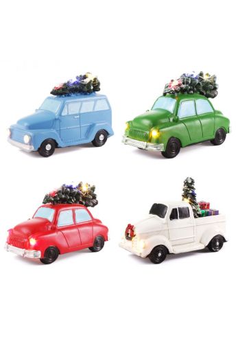Χριστουγεννιάτικα Διακοσμητικά Αυτοκινητάκια με 9 LED - 4 Χρώματα (12cm)