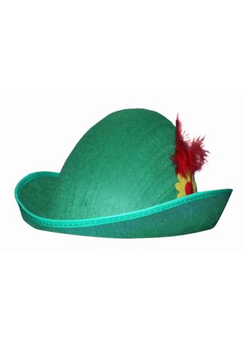 Αποκριάτικο Αξεσουάρ Πράσινο Καπέλο με Λουλούδι και Φτερό