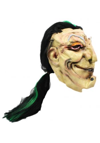 Αποκριάτικο Αξεσουάρ Μάσκα Latex με Ρυτίδες και Πράσινη Τούφα