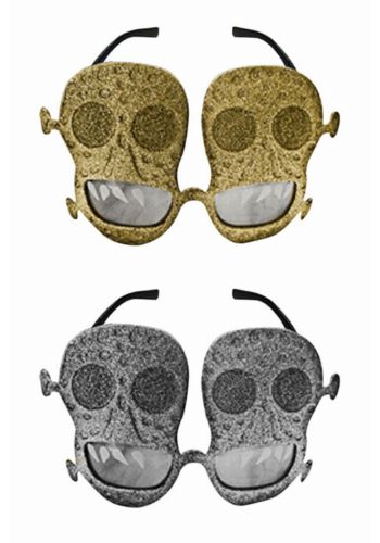 Αποκριάτικο Αξεσουάρ Γυαλιά με Νεκροκεφαλές με Χρυσόσκονη (2 χρώματα)