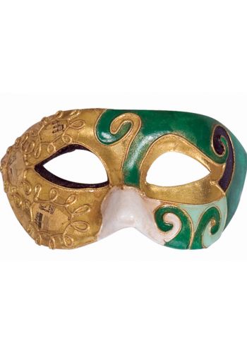 Αποκριάτικο Αξεσουάρ Μάσκα Ματιών Βen Paper Mache Small (Χρυσό-Πράσινο)