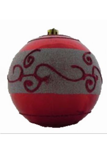 Χριστουγεννιάτικη Μπάλα Κόκκινη, με Σχέδια (10cm)