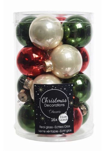 Χριστουγεννιάτικες Μπάλες Γυάλινες Πολύχρωμες - Σετ 16 τεμ. (3,5cm)
