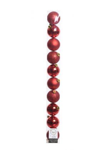 Χριστουγεννιάτικες Μπάλες Κόκκινες - Σετ 10 τεμ. (6cm)