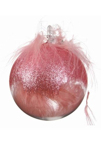 Χριστουγεννιάτικη Μπάλα Ροζ με Φτερά (8cm)