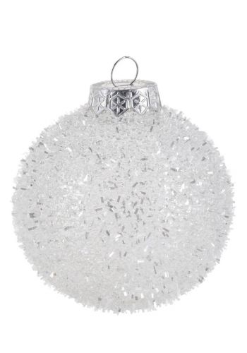 Χριστουγεννιάτικη Μπάλα Λευκή με Στρας (8cm)