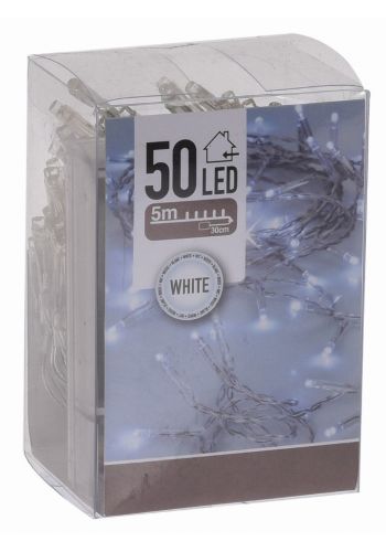 50 Λευκά Ψυχρά Φωτάκια LED Μπαταρίας (5m)