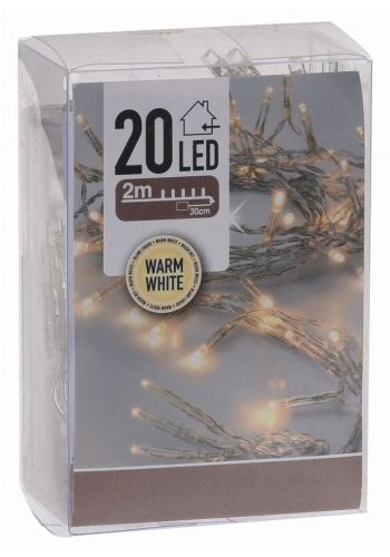 20 Λευκά Θερμά Φωτάκια LED Μπαταρίας (2m)