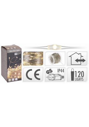 120 Λευκά Θερμά Φωτάκια LED Copper Εξωτερικού Χώρου (12m)