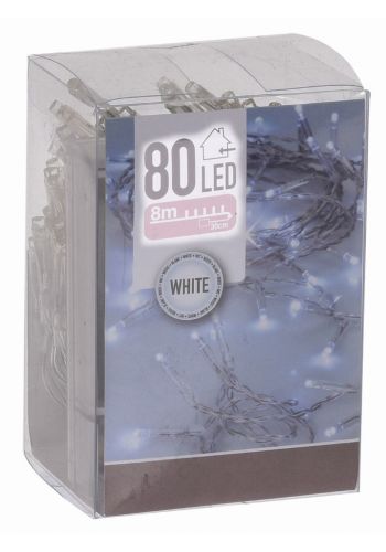 80 Λευκά Ψυχρά Φωτάκια LED Μπαταρίας (8m)