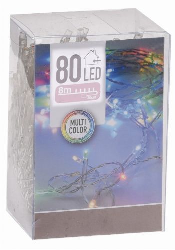 80 Πολύχρωμα Φωτάκια LED Μπαταρίας (8m)