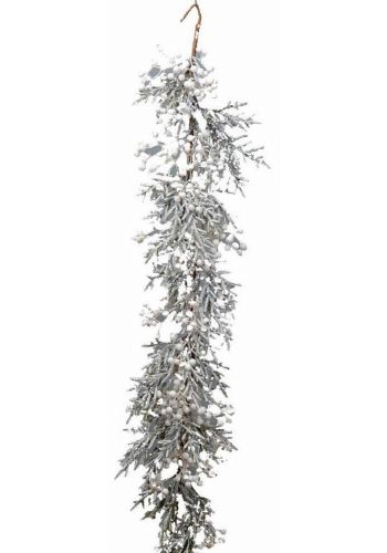 Χριστουγεννιάτικη Διακοσμητική Γιρλάντα Χιονισμένη με Γκι (150cm)