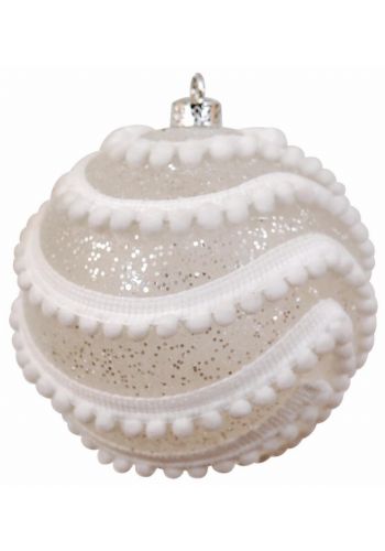 Χριστουγεννιάτικη Μπάλα Λευκή με Σχέδια (10cm)