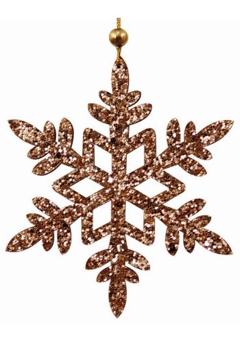 Χριστουγεννιάτικη Πλαστική Χιονονιφάδα Μπρονζέ με Στρας (11cm)