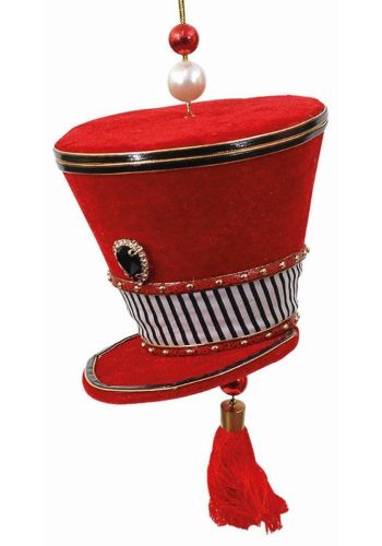 Χριστουγεννιάτικο Τσόχινο Καπέλο Μουσικού Κόκκινο με Ρίγες (20cm)