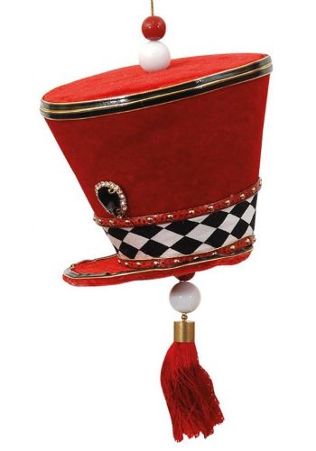 Χριστουγεννιάτικο Τσόχινο Καπέλο Μουσικού Κόκκινο με Σκακιέρα (20cm)