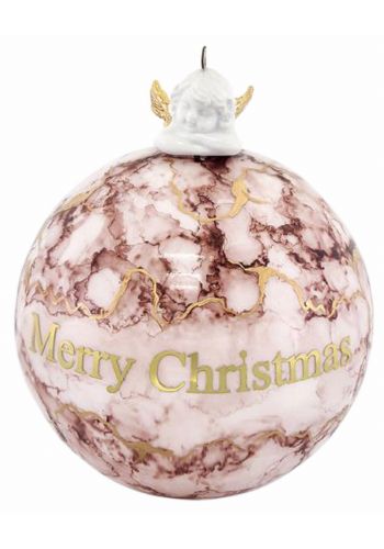 Χριστουγεννιάτικη Μπάλα Χειροποίητη Πορσελάνινη με Αγγελάκι (10cm)