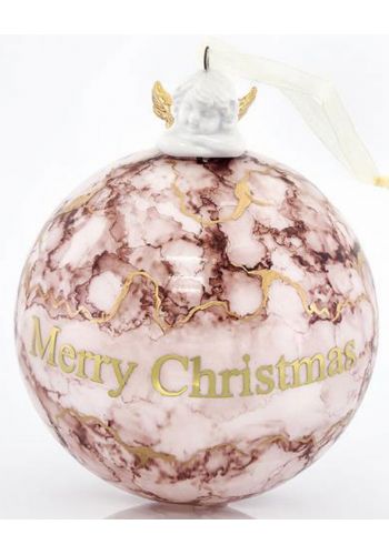 Χριστουγεννιάτικη Μπάλα Χειροποίητη Πορσελάνινη με Αγγελάκι (10cm)