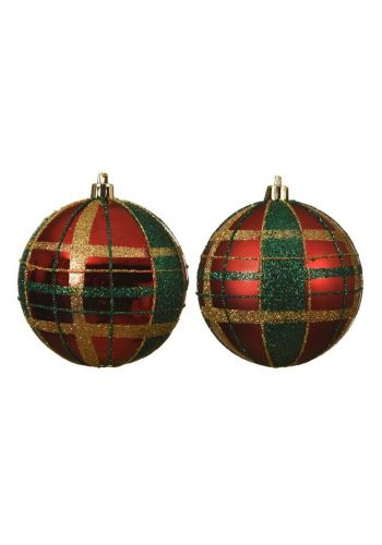 Χριστουγεννιάτικη Μπάλα Κόκκινη με Στρας - 2 Χρώματα (8cm)