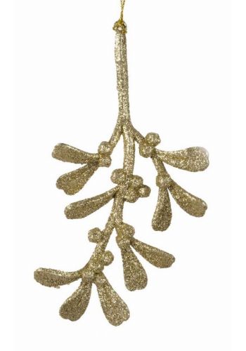 Χριστουγεννιάτικο Πλαστικό Φύλλο Χρυσό με Στρας (17cm)