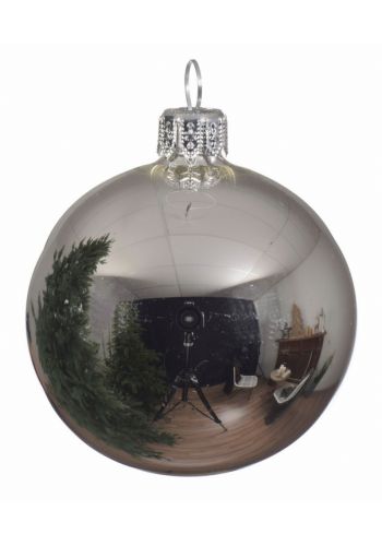 Χριστουγεννιάτικη Μπάλα Γυάλινη Ασημί Γυαλιστερή (10cm)