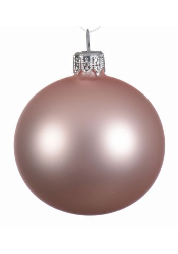 Χριστουγεννιάτικη Μπάλα Γυάλινη Ροζ Ματ (8cm)