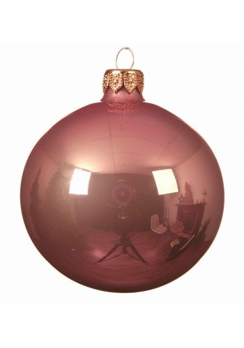 Χριστουγεννιάτικη Μπάλα Γυάλινη Ροζ Γυαλιστερή (8cm)
